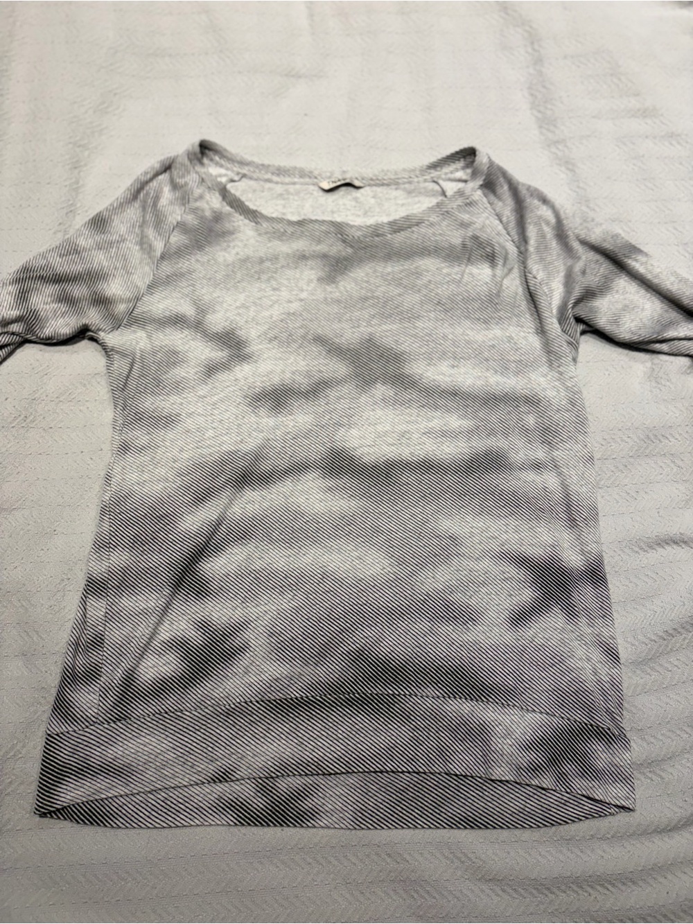 TNA Aritzia Lightweight Striped Knit Top - Gray and White